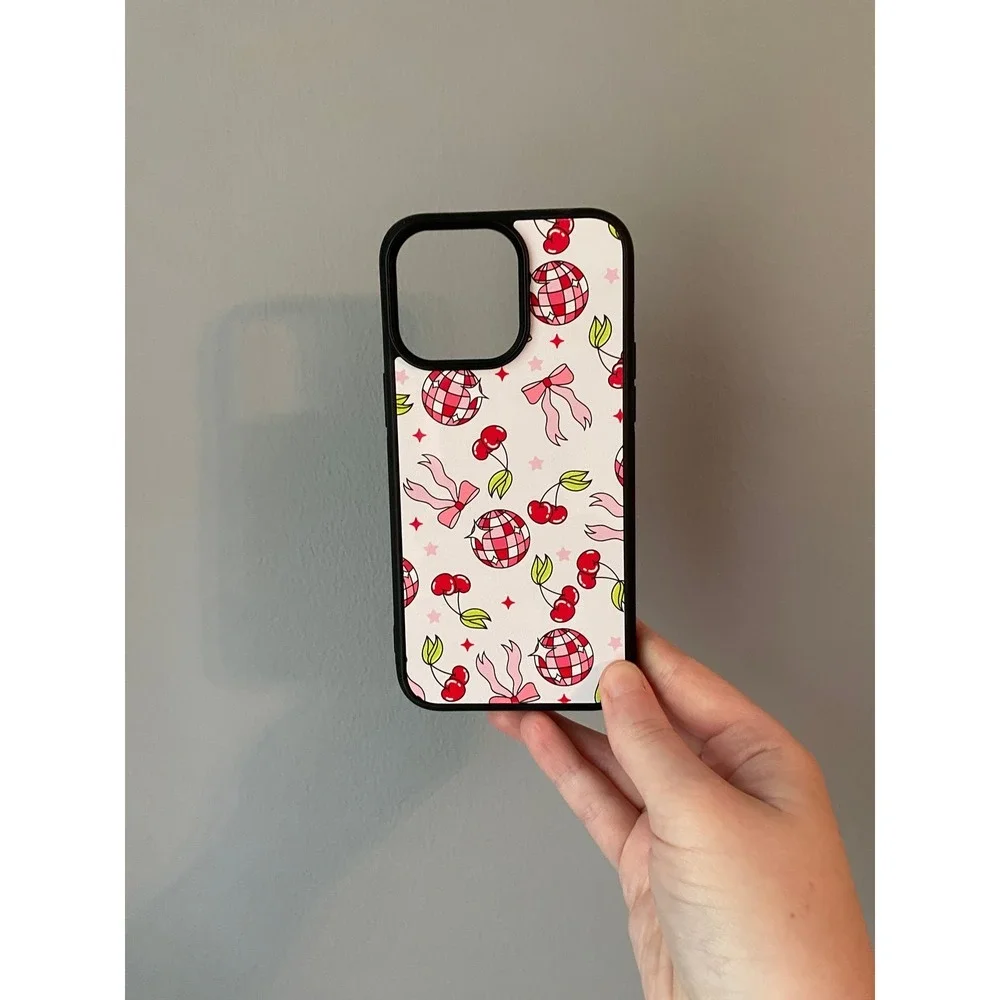 iPhone 15 Pro Max Case‎ Unisex White Red Pink Cherry Disco Ball Bow Coquette